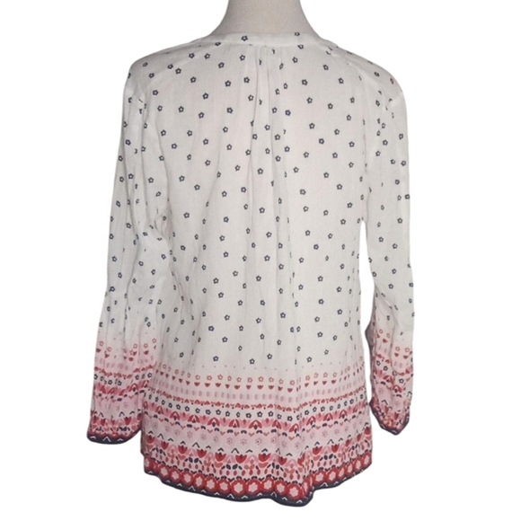 Boden Cotton Lightweight Floral Print Tie Neck Peasant Blouse Size 4 - Picture 4 of 8